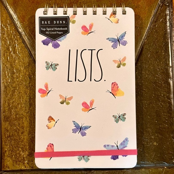 Rae Dunn LISTS Butterflies Top Spiral Notebook with Elastic Closure BRAND NEW!! - Picture 1 of 7